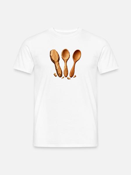 Vom Löffelleeren zum fertigen Holzlöffel - Männer T-Shirt - Weiß