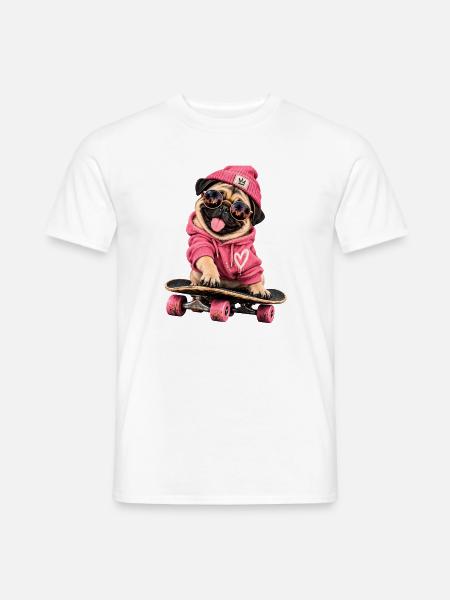 Mops Hund süßer Mops niedlicher Mops - Männer T-Shirt - Weiß