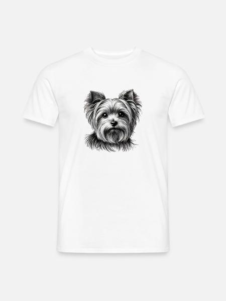 Yorkie Porträt - Männer T-Shirt - Weiß