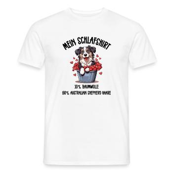 Aussie Welpe Eimer Herzen Schlafshirt - Männer T-Shirt - Weiß - Vorne - AI Model Male 178 dark (178cm)