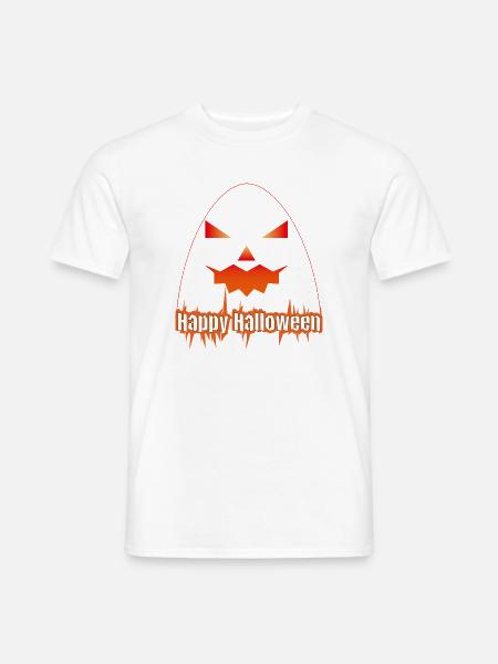 Halloween Kürbis-Gesicht mit Text - Männer T-Shirt - Weiß