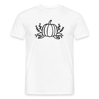 Line Art Kürbis Halloween Herbst - Männer T-Shirt - Weiß - Vorne - AI Model Male 178 dark (178cm)