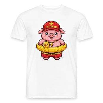Schweinchen Rettungsschwimmer - Lustiges Pixel Art - Männer T-Shirt - Weiß - Vorne - AI Model Male 178 dark (178cm)