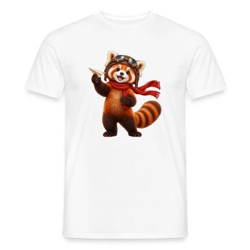Pilot Red Panda mit Papierflugzeug - Männer T-Shirt - Weiß - Vorne - AI Model Male 178 dark (178cm)