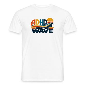 ADHD – Ride the Wave | Retro-Sonne & Welle - Männer T-Shirt - Weiß - Vorne - AI Model Male 178 dark (178cm)