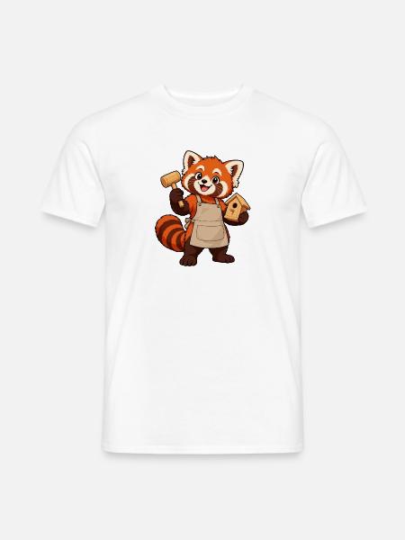Holzbearbeitung Rotpanda mit Vogelhaus - Männer T-Shirt - Weiß