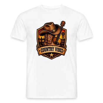 Country Vibes Western Sunset Shield - Männer T-Shirt - Weiß - Vorne - AI Model Male 178 dark (178cm)