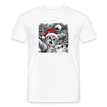 Schneekatze Weihnachtsmann-Selfie – lustiges Weihnachten - Männer T-Shirt - Weiß - Vorne - AI Model Male 178 dark (178cm)