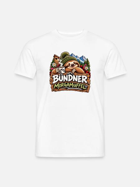 Bündner Morgamuffel Sloth - Männer T-Shirt - Weiß