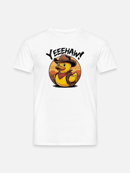 Cowboy-Gummiente, Wilder Westen, Yeehaw! - Männer T-Shirt - Weiß