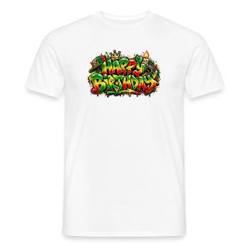Herzlichen Glückwunsch zum Geburtstag Graffiti Rasta: Nur gute Stimmung! - Männer T-Shirt - Weiß - Vorne - AI Model Male 178 dark (178cm)