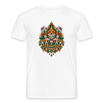 Thailand | Elefanten, Lotus & Tempel - Männer T-Shirt - Weiß - Vorne - AI Model Male 178 dark (178cm)
