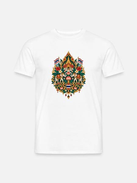 Thailand | Elefanten, Lotus & Tempel - Männer T-Shirt - Weiß