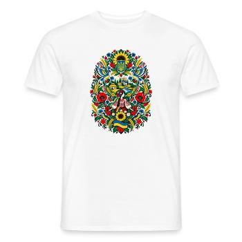 Ukraine | Sonnenblumen & Volkskunst - Männer T-Shirt - Weiß - Vorne - AI Model Male 178 dark (178cm)