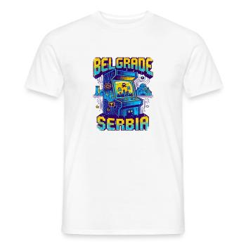 Retro Arcade Gamer Belgrade Serbia Skyline - Männer T-Shirt - Weiß - Vorne - AI Model Male 178 dark (178cm)