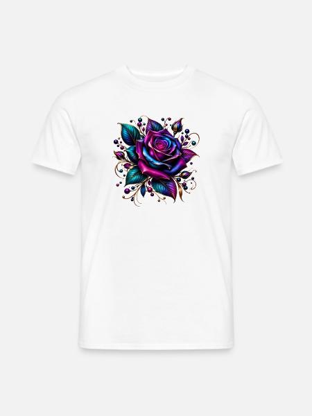 Neonrose mit Goldakzenten - Männer T-Shirt - Weiß