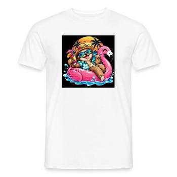 Träulheitsurlauber auf Flamingo - Männer T-Shirt - Weiß - Vorne - AI Model Male 178 dark (178cm)