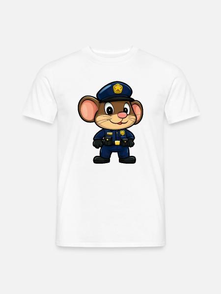 Mäuse Polizei / Polizistin Maus - Männer T-Shirt - Weiß