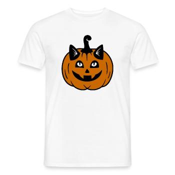 Halloween Katze Kürbiskopf - Männer T-Shirt - Weiß - Vorne - AI Model Male 178 dark (178cm)