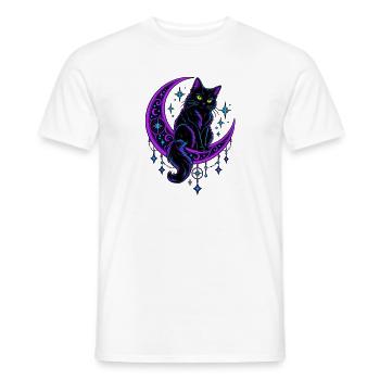 Neonkatze auf dem Mondmond - Männer T-Shirt - Weiß - Vorne - AI Model Male 178 dark (178cm)