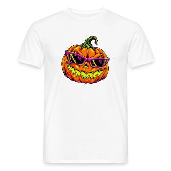 Neon Kürbis mit Sonnenbrille - Männer T-Shirt - Weiß - Vorne - AI Model Male 178 dark (178cm)