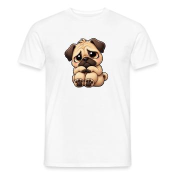 Süßer trauriger Mops Cartoon Einsamkeit Freundscha - Männer T-Shirt - Weiß - Vorne - AI Model Male 178 dark (178cm)
