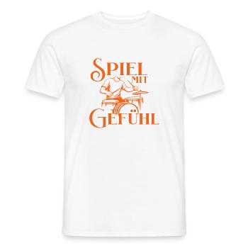 Drums - Spiel Mit Gefühl Schlagzeuger - Männer T-Shirt - Weiß - Vorne - AI Model Male 178 dark (178cm)