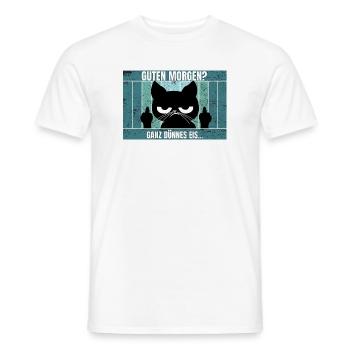 Katze Morgenmuffel - Männer T-Shirt - Weiß - Vorne - AI Model Male 178 dark (178cm)