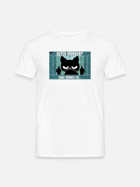 Katze Morgenmuffel - Männer T-Shirt - Weiß