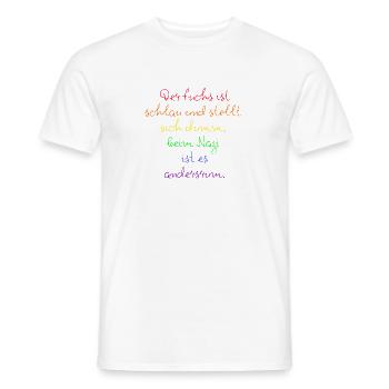 DER FUCHS IST SCHLAU, BEIM NZI IST ES ANDERSRUM - Männer T-Shirt - Weiß - Vorne - AI Model Male 178 dark (178cm)