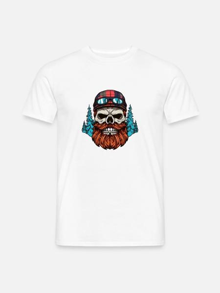 Skull Rider: Waldbart-Motorrad-Design - Männer T-Shirt - Weiß