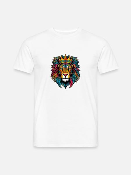 Löwe mit Krone - Männer T-Shirt - Weiß