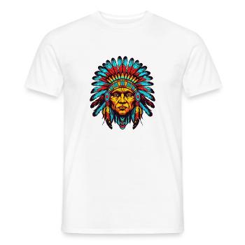 Bunter Indianerhäuptling Kopfschmuck - Männer T-Shirt - Weiß - Vorne - AI Model Male 178 dark (178cm)