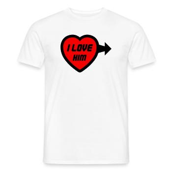 Herz I LOVE HIM Schriftlogo - Männer T-Shirt - Weiß - Vorne - AI Model Male 178 dark (178cm)