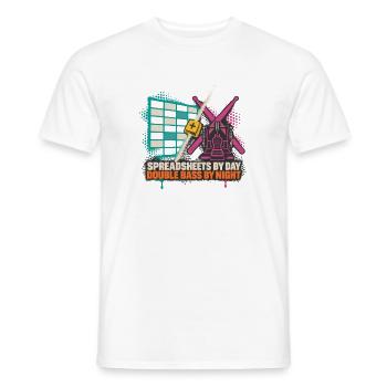 Spreadsheets by Day Bass by Night - Männer T-Shirt - Weiß - Vorne - AI Model Male 178 dark (178cm)