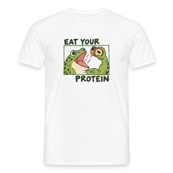 Lustig: Eß deinen Protein-Gym-Frosch - Männer T-Shirt - Weiß - Vorne - AI Model Male 178 dark (178cm)