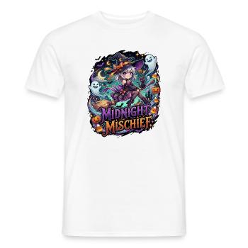 Süße Anime-Hexe auf Halloween-Besen - Männer T-Shirt - Weiß - Vorne - AI Model Male 178 dark (178cm)