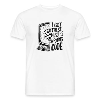 Ich habe diese Muskeln beim Code-Programmieren bekommen - Männer T-Shirt - Weiß - Vorne - AI Model Male 178 dark (178cm)