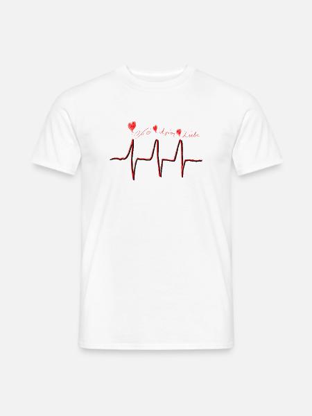 Heartbeat Love - Herzschlag Love, Liebe, Αγάπη - Männer T-Shirt - Weiß