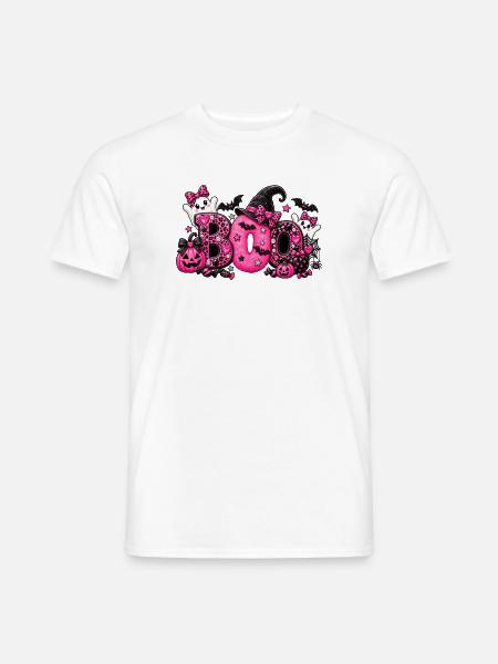 Pink Boo Halloween - Männer T-Shirt - Weiß