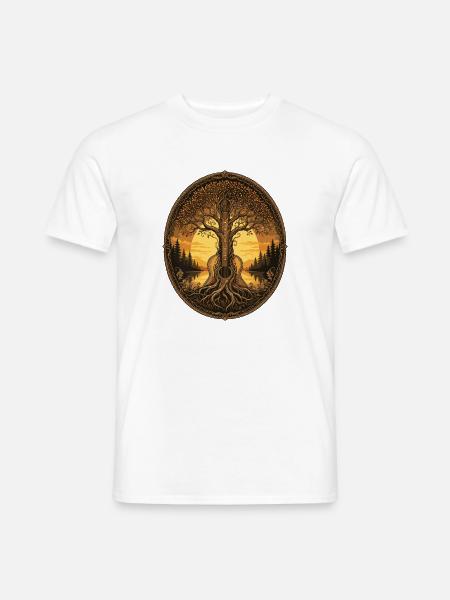 Akustikgitarre, Gitarre, Gitarrist, Musiker, Baum - Männer T-Shirt - Weiß