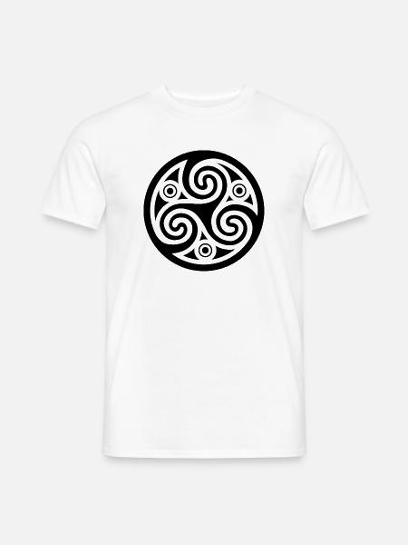 Schwarzes keltisches Triskele-Symbol - Männer T-Shirt - Weiß