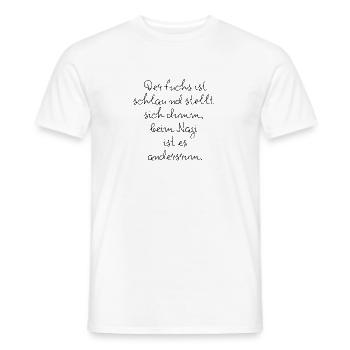 DER FUCHS IST SCHLAU, BEIM NZI IST ES ANDERSRUM - Männer T-Shirt - Weiß - Vorne - AI Model Male 178 dark (178cm)