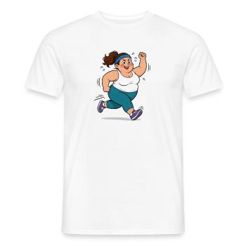 Korpulente Comic Frau beim Jogging Sport Spaß Shir - Männer T-Shirt - Weiß - Vorne - AI Model Male 178 dark (178cm)