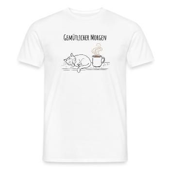 Gemütlicher Morgen Schlafende Katze Kaffee Shirt - Männer T-Shirt - Weiß - Vorne - AI Model Male 178 dark (178cm)