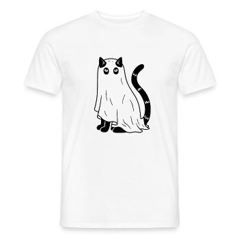 Halloween Katze Gespenst - Schwarz - Männer T-Shirt - Weiß - Vorne - AI Model Male 178 dark (178cm)