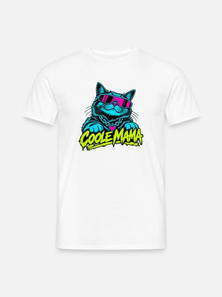 Coole Mama Katze Neon-Grafik - Männer T-Shirt - Weiß