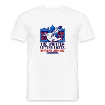 The Written Letter Lasts Munich Bavarian Libraries - Männer T-Shirt - Weiß - Vorne - AI Model Male 178 dark (178cm)