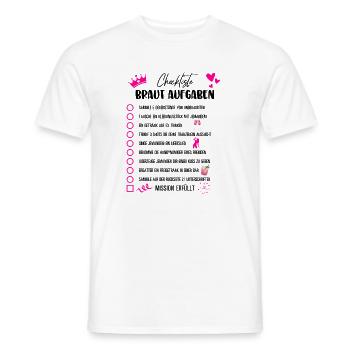 JGA Braut Checkliste Mädelsabend Party Motiv - Männer T-Shirt - Weiß - Vorne - AI Model Male 178 dark (178cm)