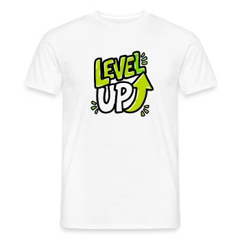 GEN Z ZITIERT TYPOGRAFIEDESIGN – Level Up Neon - Männer T-Shirt - Weiß - Vorne - AI Model Male 178 dark (178cm)